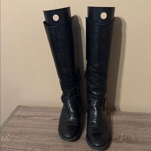 Arturo Chiang | Leather Elsie Tall Strappy Riding Boots Black